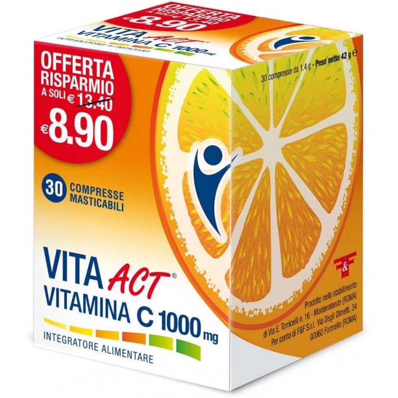 Act Vitamina C 1000mg 30 Compresse Masticabili - Integratori per difese immunitarie - 971118690 - Linea Act - € 6,50