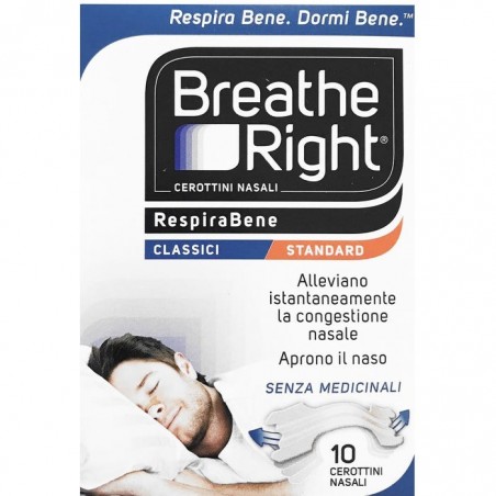Breathe Right RespiraBene Cerottini Nasali Classici 10 Pezzi Breathe Right - 1 Breathe Right RespiraBene Cerottini Nasali Classici 10 Pezzi Breathe Right - 1