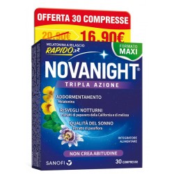 Novanight Tripla Azione A Rilascio Rapido 30 Compresse - Integratori per umore, anti stress e sonno - 982984864 - Novanight -...