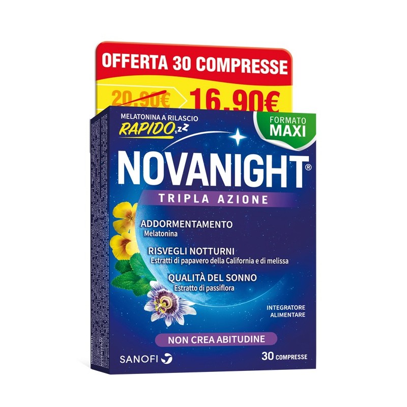 Novanight Tripla Azione A Rilascio Rapido 30 Compresse - Integratori per dormire - 982984864 - Novanight - € 13,50