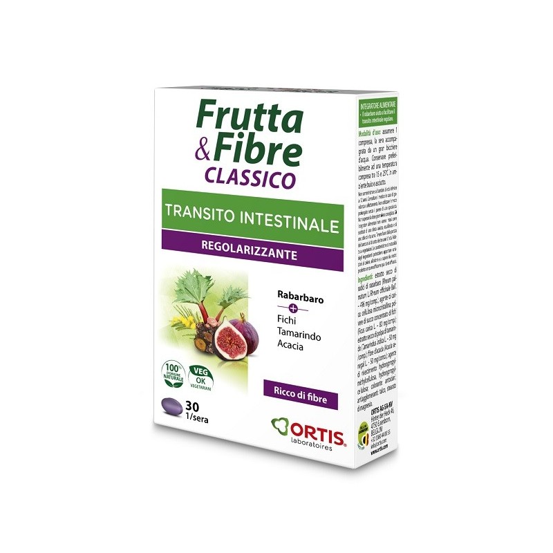 Ortis Frutta & Fibre Classico Per il Transito Intestinale 30 Compresse - Integratori per regolarità intestinale e stitichezza...