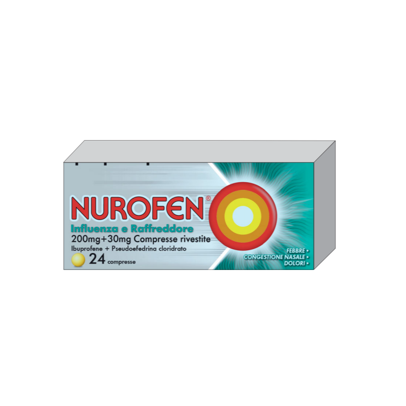 Nurofen Influenza E Raffreddore 200 Mg + 30 Mg 24 Compresse Rivestite - Farmaci per dolori muscolari e articolari - 034246025...