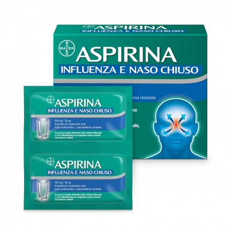 Bayer Aspirina Influenza E Naso Chiuso 500 Mg / 30 Mg Granulato Per Sospensione Orale - Farmaci per dolori muscolari e artico...