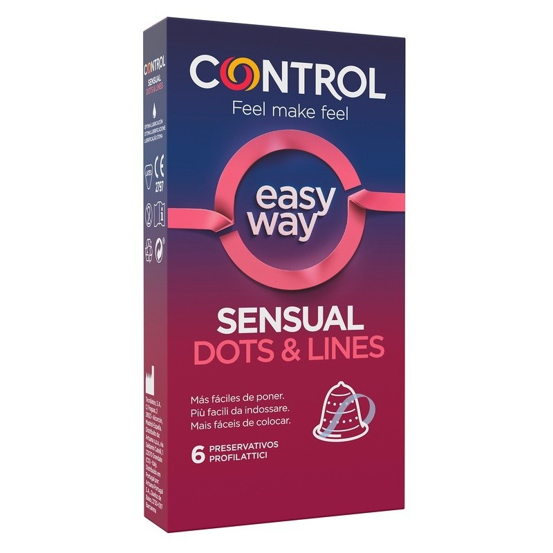 Artsana Profilattico Control Sensual Dots&lines Easy Way 6 Pezzi - Profilattici - 979946466 - Artsana - € 7,45