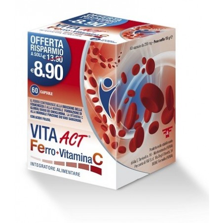Vita Act Ferro + Vitamina C Per Stanchezza e Affaticamento C 60 Capsule - Vitamine e sali minerali - 971752098 - Linea Act - ...