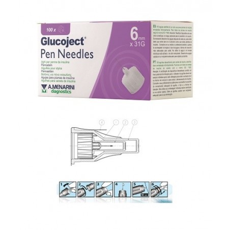 A. Menarini Diagnostics Ago Per Penna Da Insulina Glucoject Lunghezza 6 Mm Gauge 31 100 Pezzi A. Menarini Diagnostics - 1 A. Menarini Diagnostics Ago Per Penna Da Insulina Glucoject Lunghezza 6 Mm Gauge 31 100 Pezzi A. Menarini Diagnostics - 1