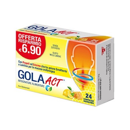 Gola Act Miele Limone Integratore Per la Gola 24 Caramelle - Integratori per mal di gola - 974155311 - Linea Act - € 6,90