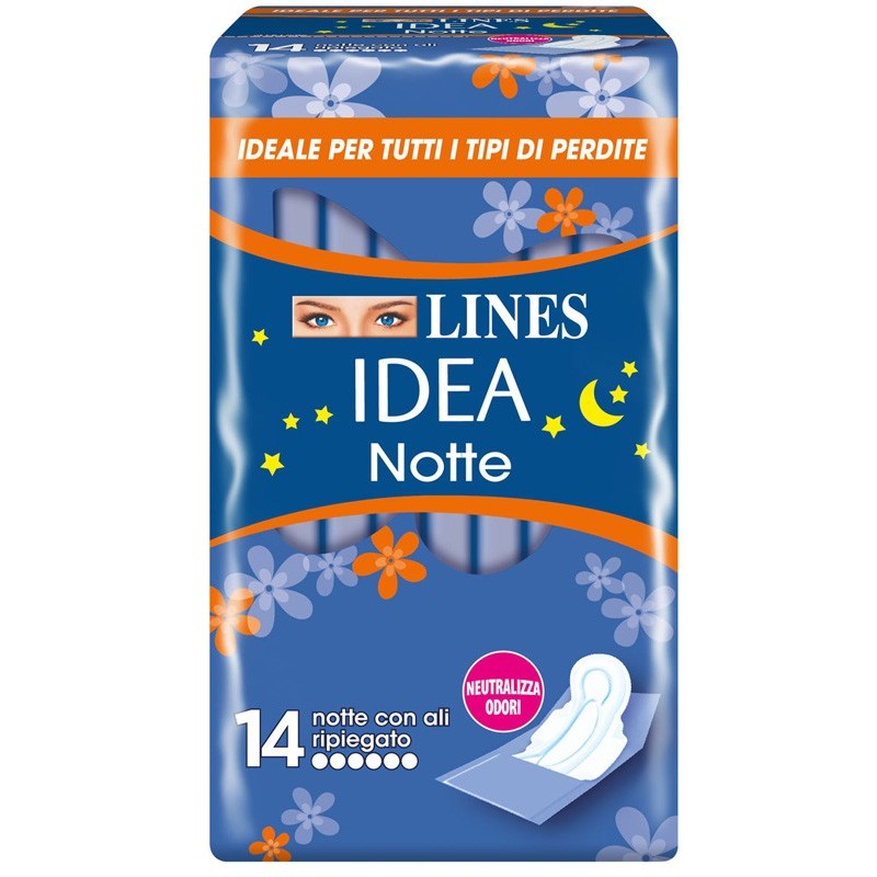 Fater Lines Idea Notte Con Ali Ripiegate 14 Pezzi - Assorbenti - 970215430 - Fater - € 3,81