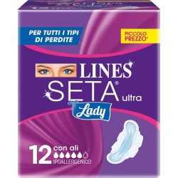 Fater Lines Seta Ultra Lady Con Ali 12 Pezzi - Assorbenti - 975591177 - Fater - € 2,44