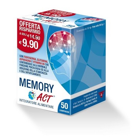 Memory Act Integratore Per la Mente 50 Compresse - Integratori per concentrazione e memoria - 975027905 - Linea Act - € 5,64
