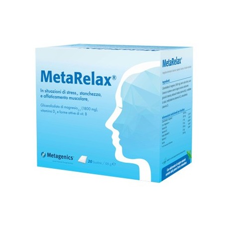MetaRelax Integratore Per Stress Stanchezza e Affaticamento 20 Bustine - Integratori per umore, anti stress e sonno - 9710642...