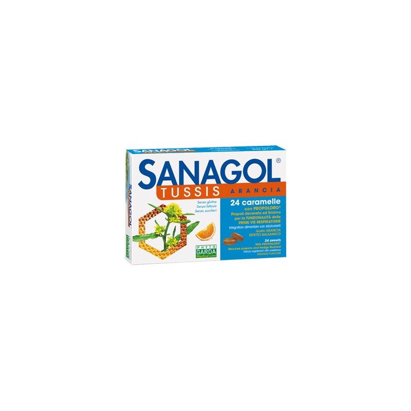 Sanagol Tussis Arancia Per Funzionalità Respiratorie 24 Caramelle - Prodotti fitoterapici per raffreddore, tosse e mal di gol...