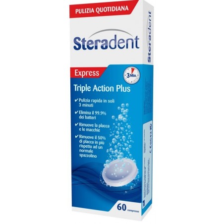 Reckitt Benckiser H. Steradent Triple Action Plus 60 Compresse Pulenti - Igiene orale - 901453908 - Reckitt Benckiser - € 7,72