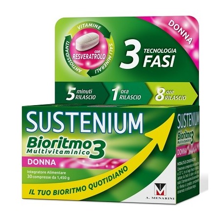 Sustenium Bioritmo3 Donna Integratore Multivitaminico 30 Compresse - Integratori - 975507777 - Sustenium - € 12,82