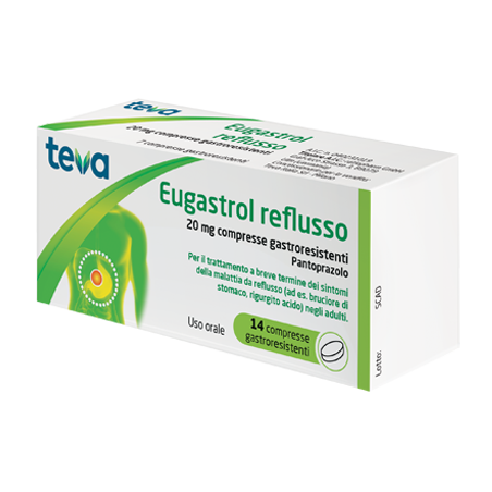 Eugastrol Reflusso 20 Mg - 14 Compresse Gastroresistenti - Integratori per il reflusso gastroesofageo - 040231021 - Ratiophar...