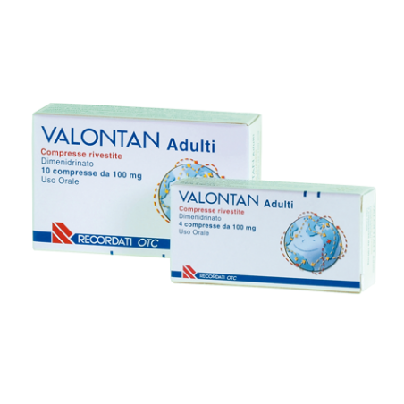 Valontan Adulti 100 Mg 4 Compresse Rivestite - Farmaci per nausea, mal di mare e mal d'auto - 003452012 - Recordati - € 5,64