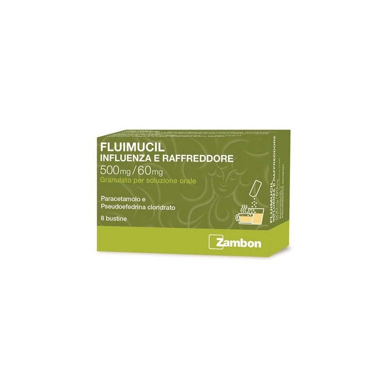 Zambon Fluimucil Influenza E Raffreddore 500 Mg/ 60 Mg 8 Bustine - Farmaci per febbre (antipiretici) - 040356014 - Fluimucil ...