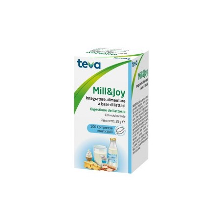 Mill&Joy Teva Digestione Lattosio Veloce 100 compresse masticabili Teva Italia - 1 Mill&Joy Teva Digestione Lattosio Veloce 100 compresse masticabili Teva Italia - 1