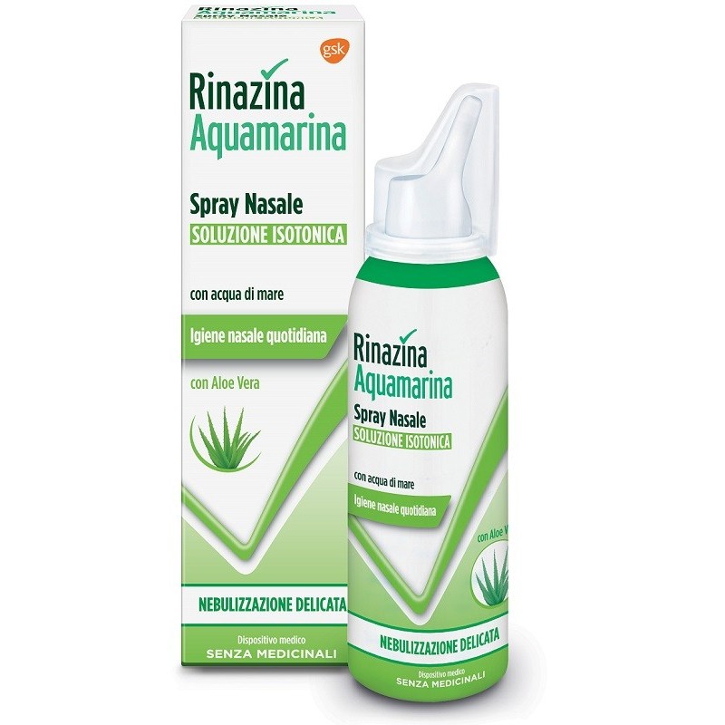 Rinazina Aquamarina Soluzione Isotonica in Spray con Aloe 100 Ml - Soluzioni Isotoniche - 977675596 - Rinazina - € 10,70