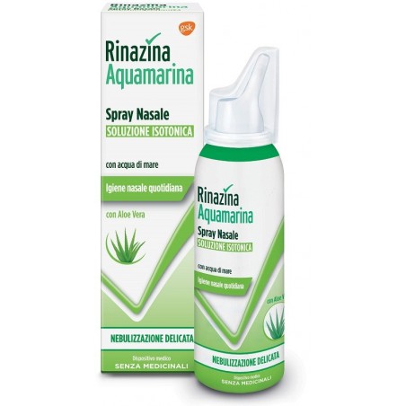 Rinazina Aquamarina Soluzione Isotonica in Spray con Aloe 100 Ml - Soluzioni Isotoniche - 977675596 - Rinazina - € 10,70