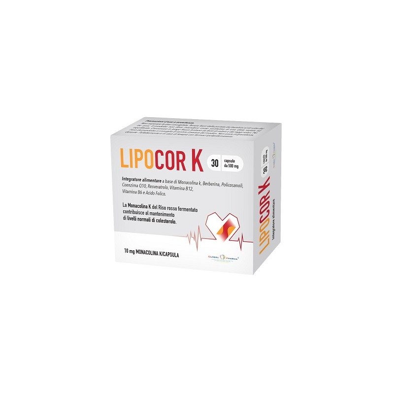 Global Pharma Lipocor K 30 Capsule - Integratori per il cuore e colesterolo - 977258882 - Global Pharma - € 17,05