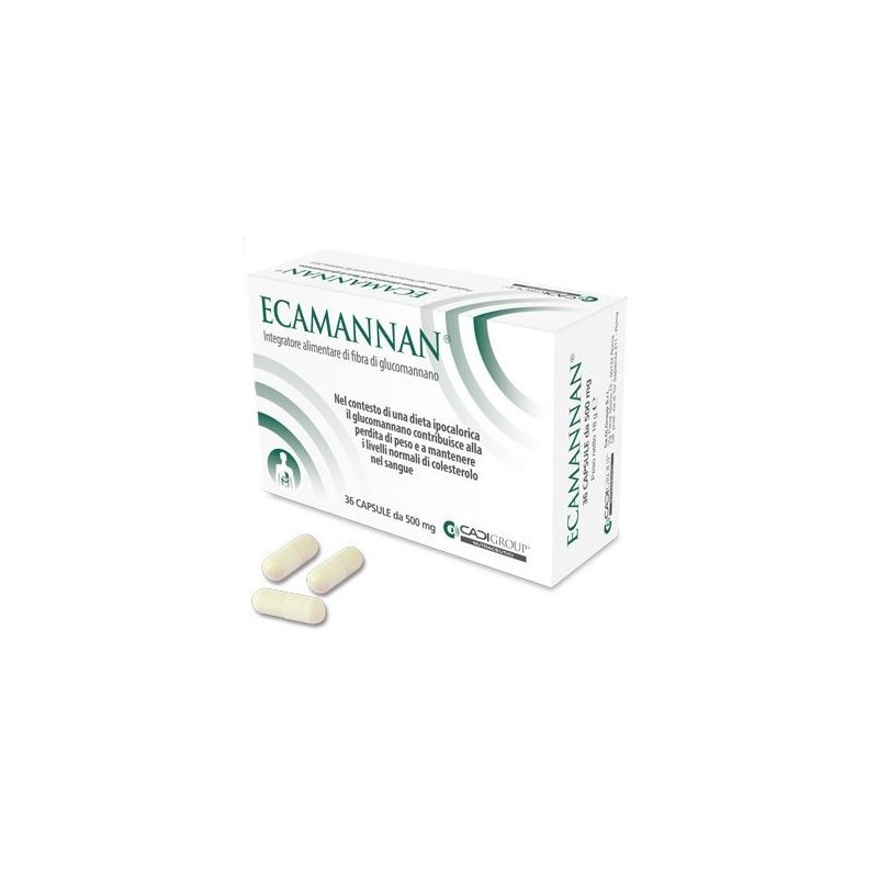 Ecamannan 500 Mg Integratore Per Perdita di Peso e Colesterolo 36 Capsule - Integratori per dimagrire ed accelerare metabolis...