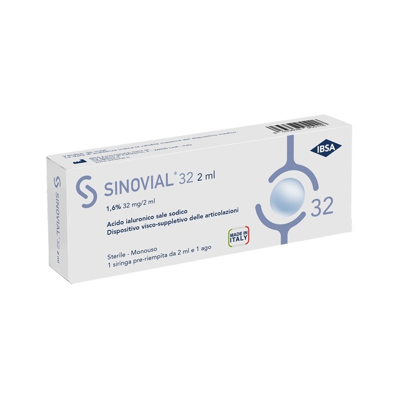 Ibsa Farmaceutici Italia Siringa Intra-articolare Sinovial 32 Acido Ialuronico 1,6% 32 Mg/2 Ml 1 Fs + Ago Gauge 21 1 Pezzo - ...