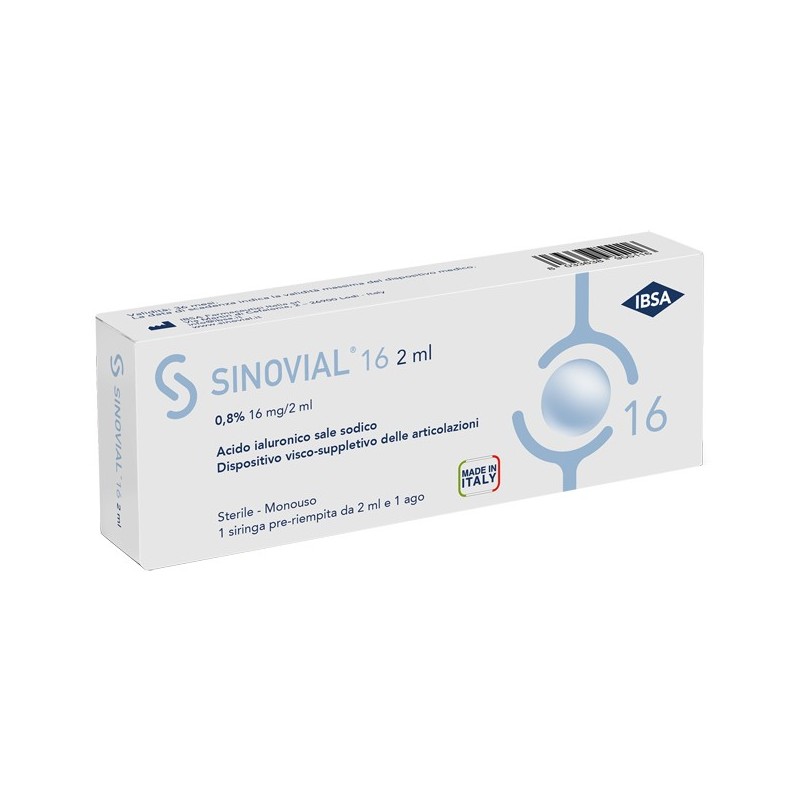 Ibsa Farmaceutici Italia Siringa Intra-articolare Sinovial 16 Acido Ialuronico 0,8% 16 Mg/2 Ml 1 Fs + Ago Gauge 21 1 Pezzo - ...