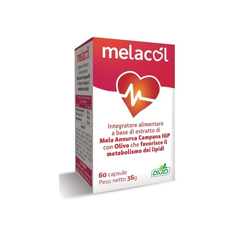 Melacol Integratore Metabolismo Lipidi Mela Annurca 60 Capsule - Integratori per il cuore e colesterolo - 975010253 - A. V. D...
