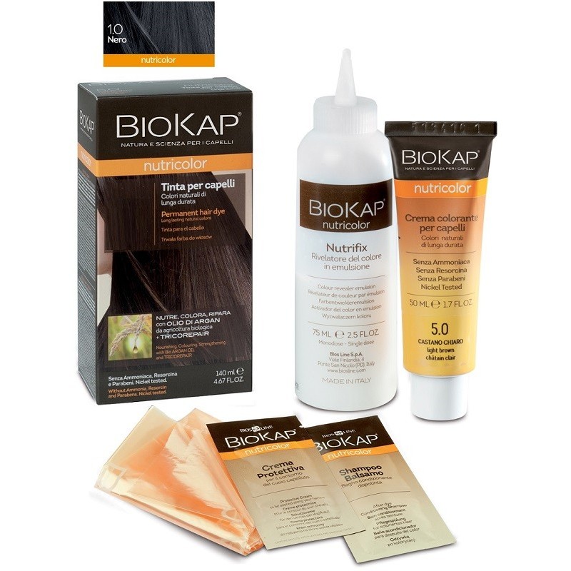 Bios Line Biokap Nutricolor 1,0 Nero Tinta Tubo + Flacone - Tinte e colorazioni per capelli - 935057214 - Biokap - € 11,43