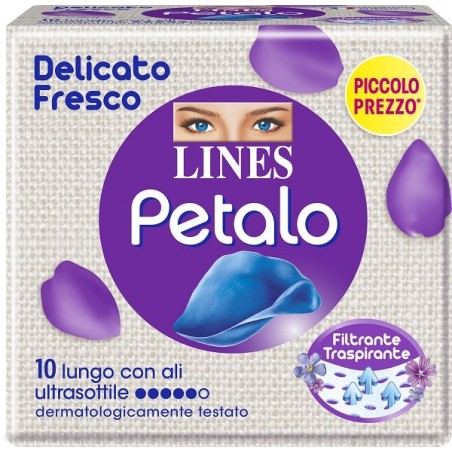 Fater Lines Petalo Blu Assorbente Lungo Con Ali 10 Pezzi - Assorbenti - 978847109 - Fater - € 2,23