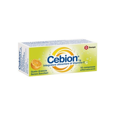 Cebion Effervescente Vitamina C Gusto Arancia Senza Zucchero 10 Compresse - Vitamine e sali minerali - 926737646 - Cebion - €...