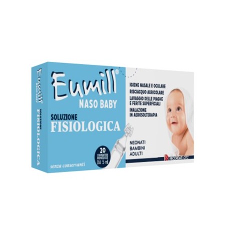 Recordati Eumill Naso Baby Soluzione Fisiologica 20 Contenitori Monodose 5 Ml - Prodotti per la cura e igiene del naso - 9443...