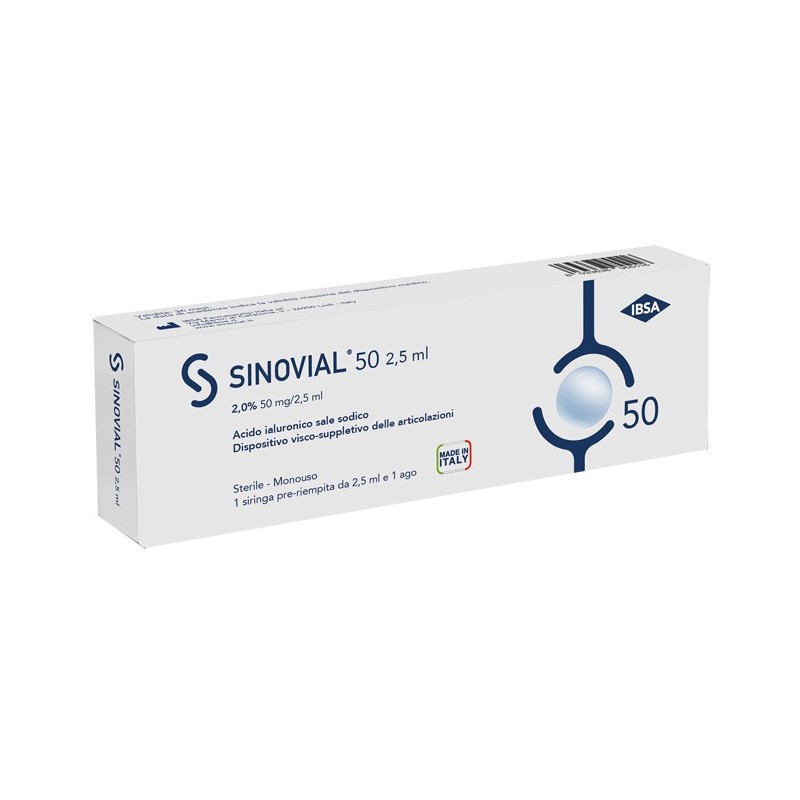 Ibsa Farmaceutici Italia Siringa Intra-articolare Sinovial 50 Acido Ialuronico 2% 50 Mg/2,5 Ml 1 Fs + Ago Gauge 21 1 Pezzo - ...