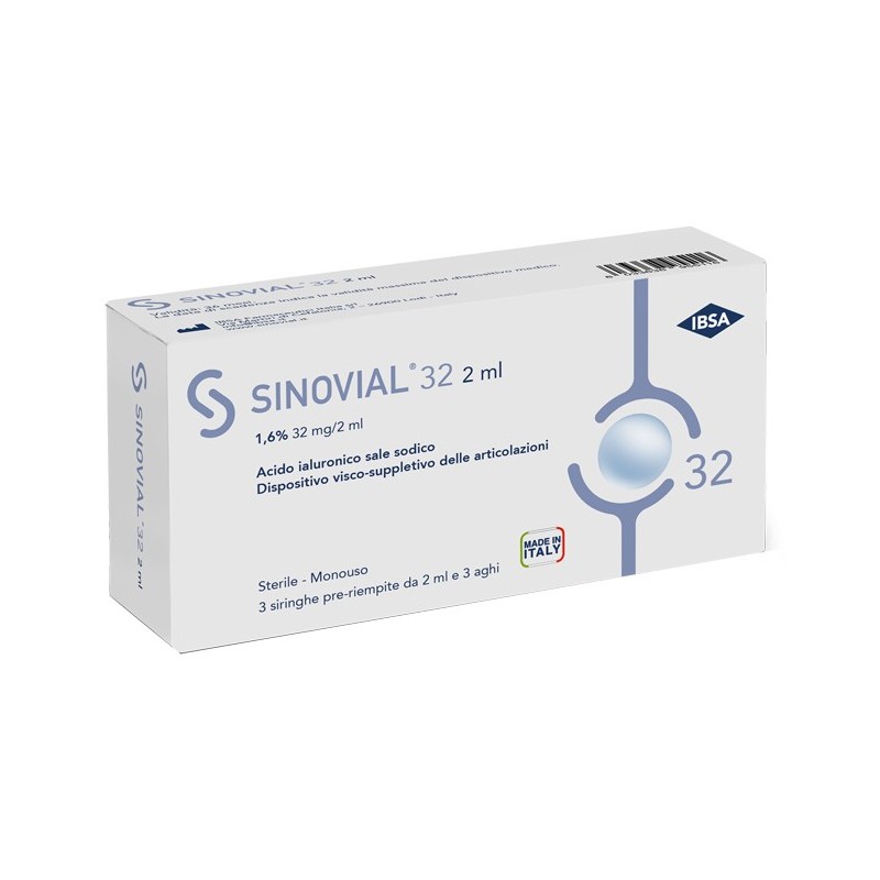 Ibsa Farmaceutici Italia Siringa Intra-articolare Sinovial 32 Acido Ialuronico 1,6% 32 Mg/2 Ml 1 Fs + Ago Gauge 21 3 Pezzi - ...