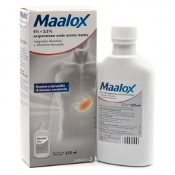 Maalox 4% + 3,5% Sospensione Orale Aroma Menta 250 Ml - Farmaci per bruciore e acidità di stomaco - 020702282 - Maalox