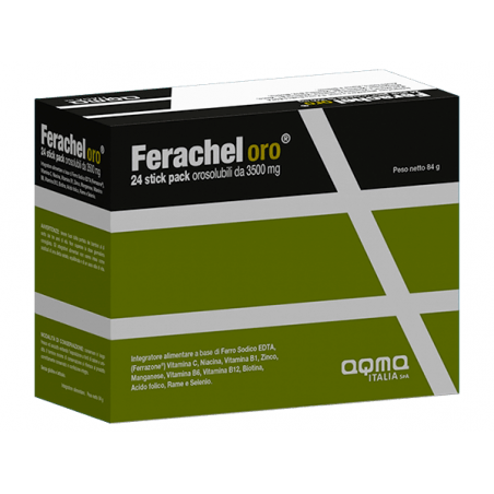 Aqma Italia Ferachel Oro 24 Stick Orosolubili - Vitamine e sali minerali - 982941650 - Aqma Italia - € 18,43