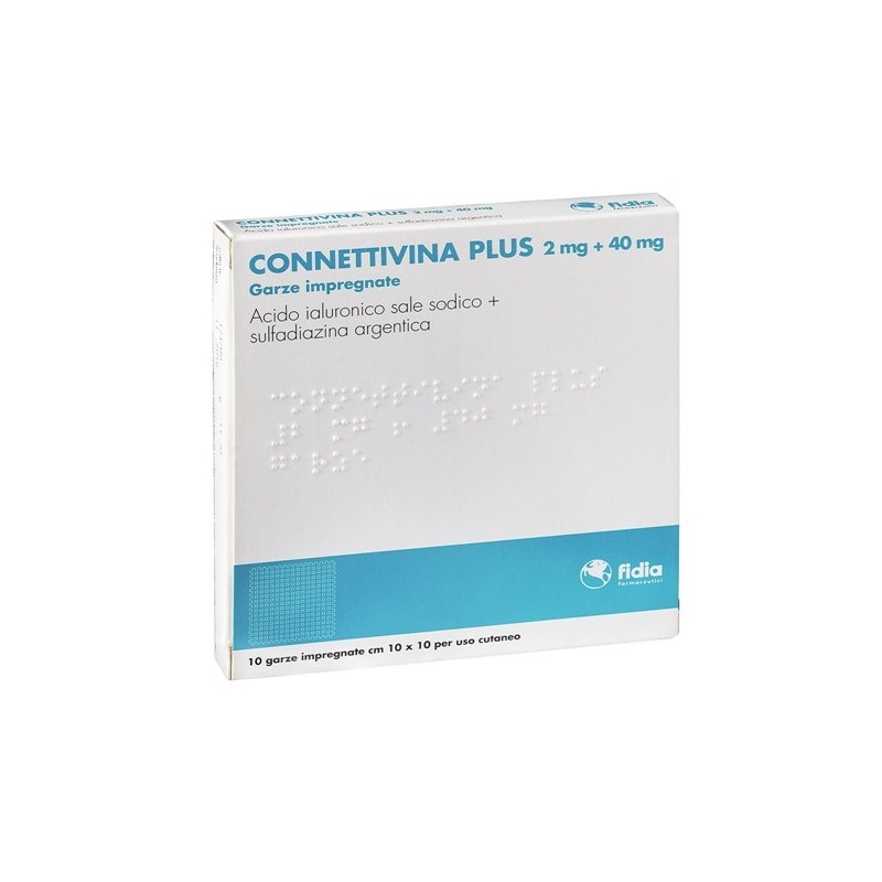 Connettivina Plus Garze Impregnate Piaghe e Ustioni 10 Pezzi - Farmaci dermatologici - 028440079 - Connettivina - € 10,04