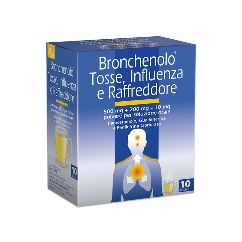 Bronchenolo Tosse Influenza E Raffreddore - Paracetamolo 10 Bustine - Farmaci per febbre (antipiretici) - 040751036 - Bronche...
