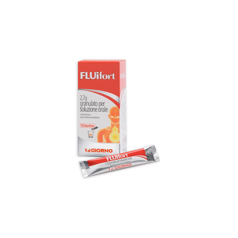 Fluifort 2,7 G Soluzione Orale per Tosse Grassa 10 Bustine - Farmaci per tosse secca e grassa - 023834118 - Fluifort - € 8,29