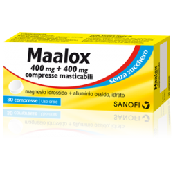 Maalox 400 Mg + 400 Mg Senza Zucchero 30 Compresse Masticabili - Farmaci per bruciore e acidità di stomaco - 020702229 - Maal...