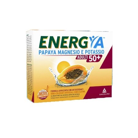 Angelini Energya Papaya Magnesio Potassio 50+ 14 Bustine - Vitamine e sali minerali - 975597143 - Angelini - € 9,82