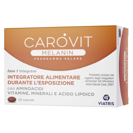 Meda Pharma Carovit Melanin Programma Solare 20 Capsule - Integratori per l'abbronzatura - 945121236 - Carovit - € 15,98