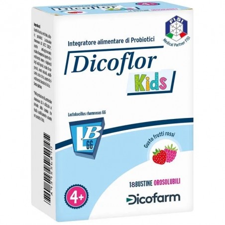 Dicoflor Kids Integratore di Probiotici 18 Bustine Frutti Rossi - Fermenti lattici per bambini - 945222812 - Dicoflor - € 17,40
