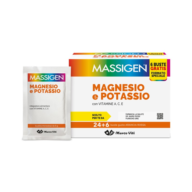 Marco Viti Farmaceutici Massigen Magnesio Potassio 24 Bustine + 6 Bustine - Vitamine e sali minerali - 945030777 - Massigen -...
