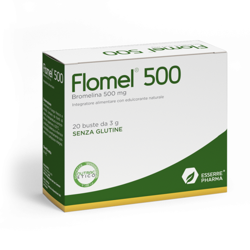 Flomel 500 Integratore di Bromelina 20 Bustine - Integratori drenanti e anticellulite - 976776601 - Esserre Pharma - € 20,13