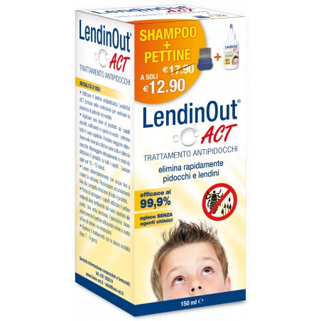 Act Lendinout Shampoo Antipidocchi 150 Ml + Pettine - Trattamenti antiparassitari capelli - 924611039 - Linea Act - € 10,70