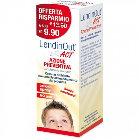 Lendinout Act Azione Preventiva Spray Per Pidocchi 100 Ml - Trattamenti antiparassitari capelli - 925599286 - Linea Act - € 5,49