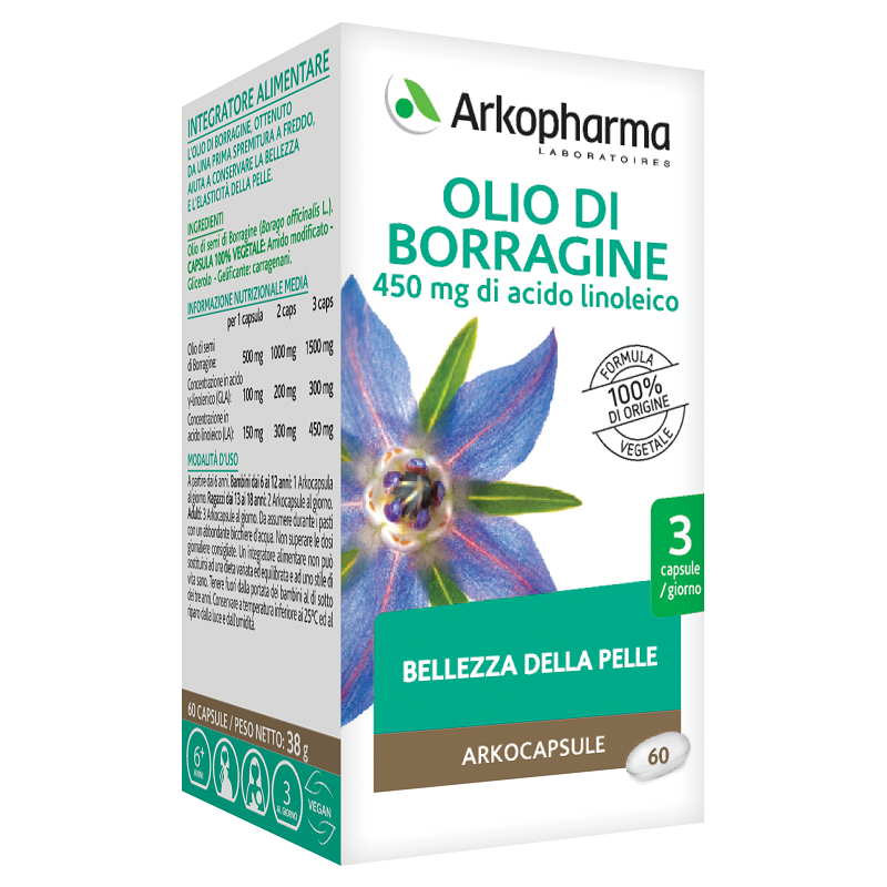 Arkofarm Arkopharma Laboratoires Olio Di Borragine 60 Capsule - Pelle secca - 980425957 - Arkofarm - € 11,76