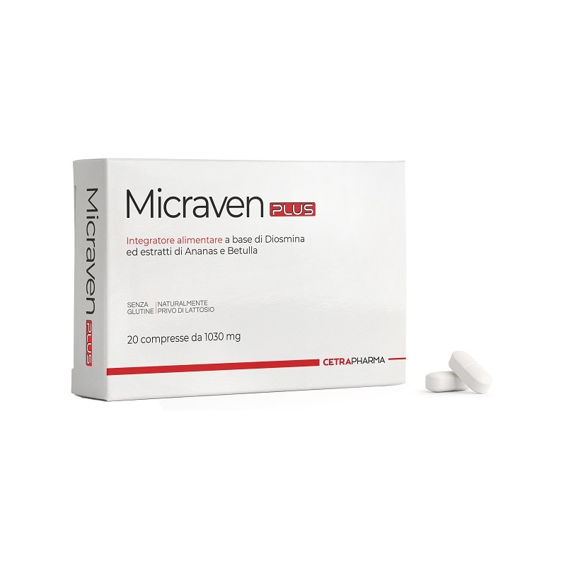 Cetra Pharma Micraven Plus 20 Compresse Da 1030 Mg - Circolazione e pressione sanguigna - 935253664 - Cetra Pharma - € 16,31
